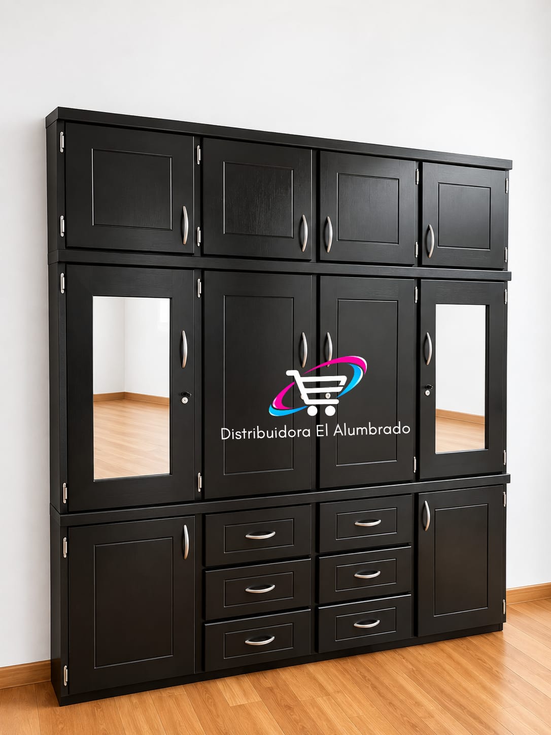 Closet Modular de 3 Piezas en MDF – Café Oscuro | 170 × 208 × 45 cm