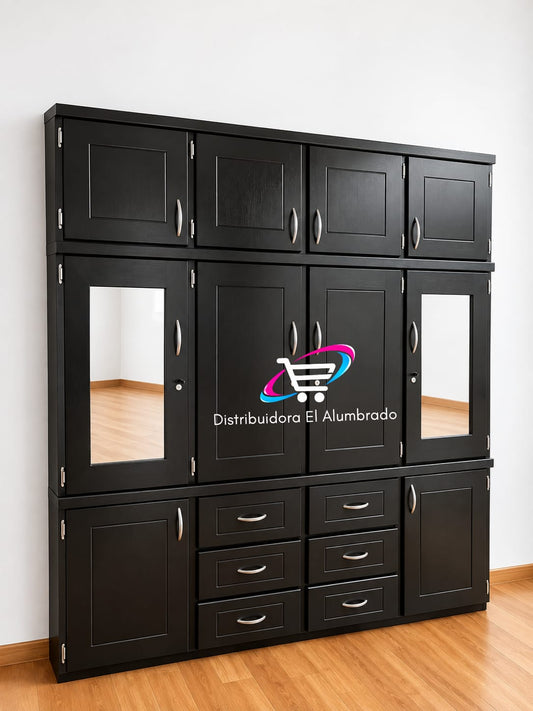 Closet Modular de 3 Piezas en MDF – Café Oscuro | 170 × 208 × 45 cm