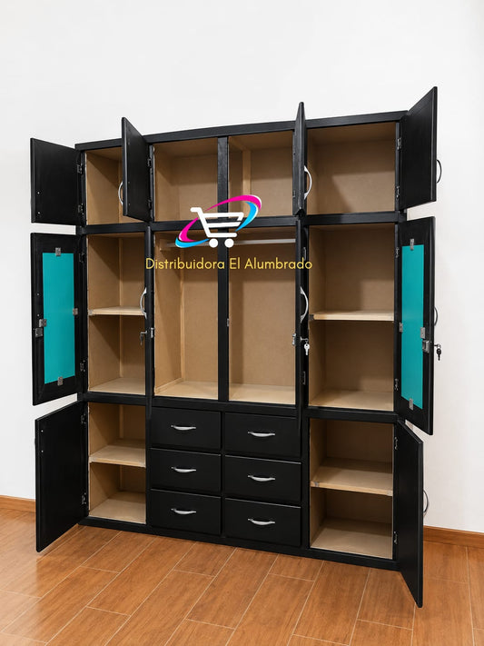 Closet Modular de 3 Piezas en MDF – Café Oscuro | 170 × 208 × 45 cm
